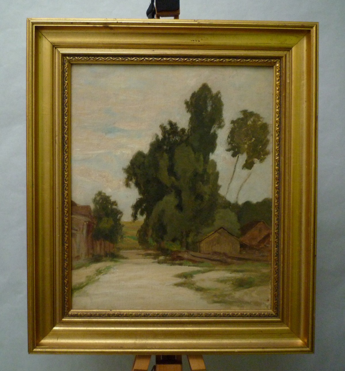 Tableau huile sur toile, Paysage de campagne, par G. Perrichon, seconde moitié XIXème siècle